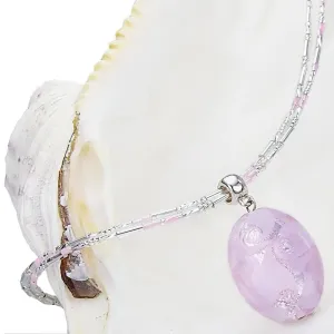 Lampglas Sanfte rosa Halskette mit Lampglasperle mit reinem Silber NP2