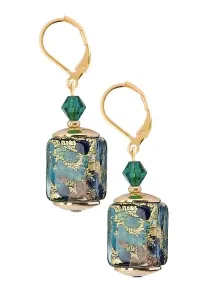 Lampglas Schicke Ohrringe Emerald Oasis mit 24 Karat Gold in Perlen Lampglas ECU68