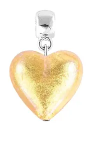 Lampglas Strahlender Anhänger Golden Heart mit 24 Karat Gold in Lampglas S24 Perle