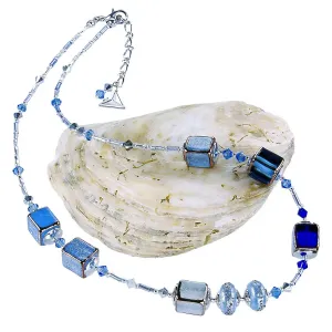 Lampglas Wunderschöne Halskette Blue 2 aus Perlen Lampglas NCU34