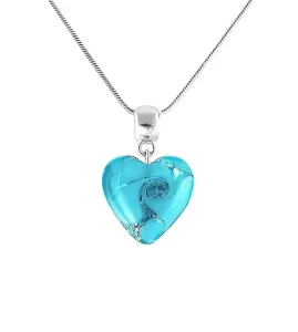 Lampglas Zarte Halskette Forest Heart mit reinem Silber in Perle Lampglas NLH10