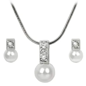 Levien Elegantes Set aus Halskette und Ohrringen Pearl Caorle White