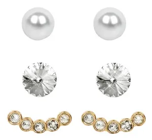 Levien Ohrringe Set Ear Cuff 4 in 1 Gold Crystal White
