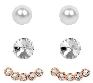 Levien Ohrringe Set Ear Cuff 4 in 1 Rose Gold Crystal White