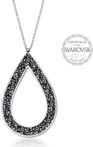 Levien Wunderschöne Halskette mit schwarzen Kristallen SS Rocks Pear 49 grey metal