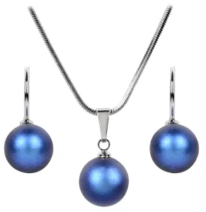 Levien Set aus Halskette und Ohrringen Iridescent Dark Blue