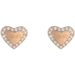 Liu Jo Romantische Bronzeohrringe mit Kristallen Herzen LJ1556