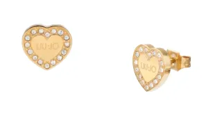 Liu Jo Romantische vergoldete Ohrringe mit Zirkonen Kleine Herzen LJ2175