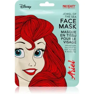 Mad Beauty Disney Princess Ariel Feuchtigkeitsspendende Tuchmaske mit Gurkenextrakt 25 ml
