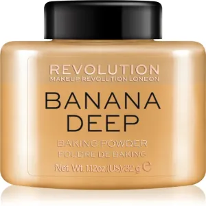 Makeup Revolution Baking Powder Banana Deep Puder für eine einheitliche und aufgehellte Gesichtshaut 32 g