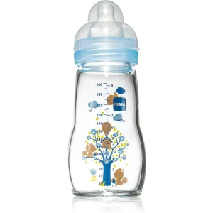 MAM Feel Good Glass Baby Bottle Babyflasche Blue 2m+ 260 ml