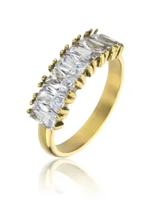 Marc Malone Glänzender vergoldeter Ring mit Zirkonen Leila White Ring MCR23061G 52 mm