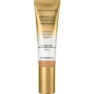 Max Factor Miracle Second Skin Hybrid Foundation SPF20 08 Medium Tan langanhaltendes Make-up mit Hydratationswirkung 30 ml