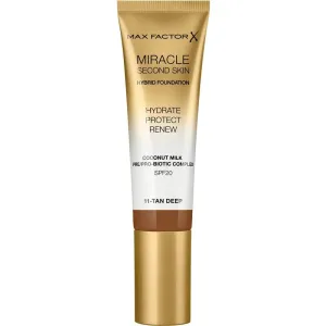 Max Factor Miracle Second Skin hydratisierendes cremiges Foundation SPF 20 Farbton 11 Tan Deep 30 ml