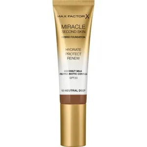 Max Factor Miracle Second Skin hydratisierendes cremiges Foundation SPF 20 Farbton 12 Neutral Deep 30 ml