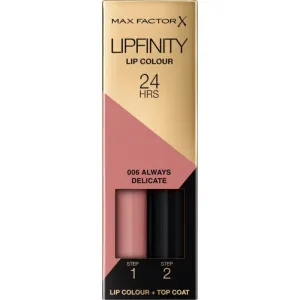 Max Factor Lipfinity Lip Colour langanhaltender Lippenstift mit Balsam Farbton 006 Always Delicate 4,2 g