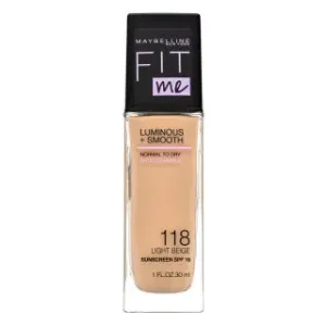 Maybelline Fit Me! Luminous + Smooth Foundation Flüssiges Make Up für eine einheitliche und aufgehellte Gesichtshaut 118 Light Beige 30 ml