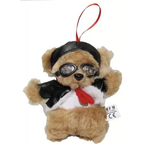 MFH Teddybär Pilot mit Brille, ca. 14 cm