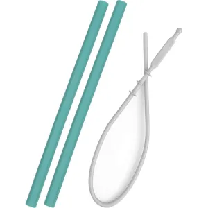 Minikoioi Straw with Cleaning Brush Silikonstrohhalm mit Bürste Green 2 St