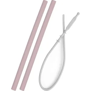 Minikoioi Straw with Cleaning Brush Silikonstrohhalm mit Bürste Pink 2 St