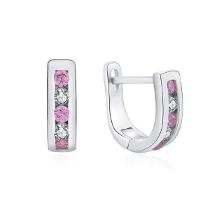 MOISS Elegante Silberohrringe mit klaren und rosa Zirkonen E0000176