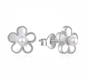 MOISS Wunderschöne Silberohrringe mit Perlen Blumen E0002568