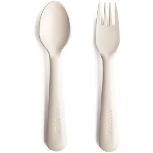 Mushie Fork and Spoon Set Besteck Ivory 2 St