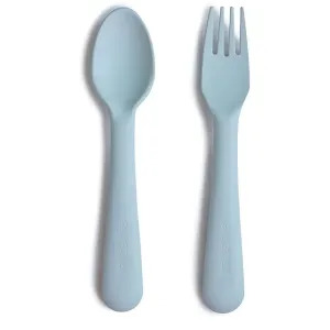 Mushie Fork and Spoon Set Besteck Powder Blue 2 St
