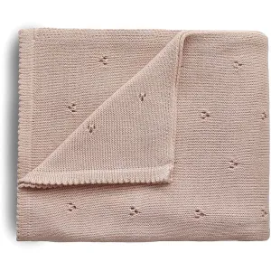 Mushie Knitted Pointelle Baby Blanket Strickdecke für Kinder Blush 80 x 100cm 1 St