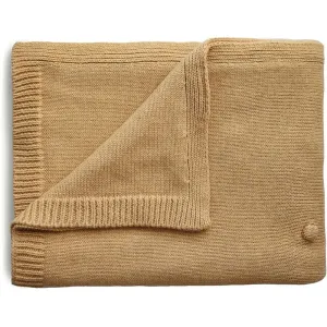 Mushie Knitted Pointelle Baby Blanket Strickdecke für Kinder Mustard 80 x 100cm 1 St