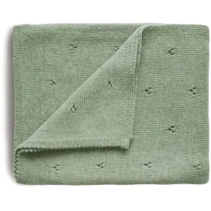 Mushie Knitted Pointelle Baby Blanket Strickdecke für Kinder Sage 80 x 100cm 1 St