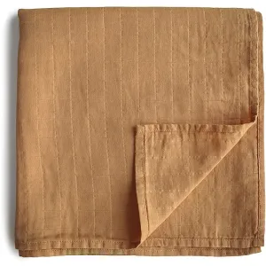 Mushie Muslin Swaddle Blanket Organic Cotton Steckkissen Fall Yellow 120cm x 120cm 1 St