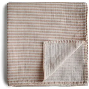Mushie Muslin Swaddle Blanket Organic Cotton Steckkissen Natural Stripe 120cm x 120cm 1 St