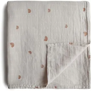 Mushie Muslin Swaddle Blanket Organic Cotton Steckkissen Rainbows 120cm x 120cm 1 St