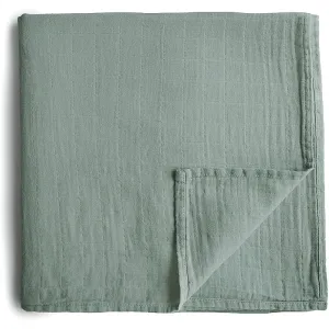 Mushie Muslin Swaddle Blanket Organic Cotton Steckkissen Roman Green 120cm x 120cm 1 St