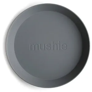 Mushie Round Dinnerware Plates Teller Smoke 2 St