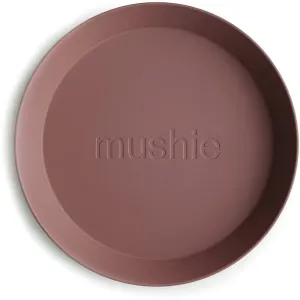 Mushie Round Dinnerware Plates Teller Woodchuck 2 St