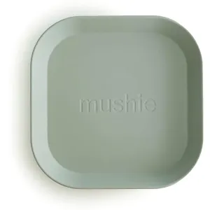 Mushie Square Dinnerware Plates Teller Sage 2 St