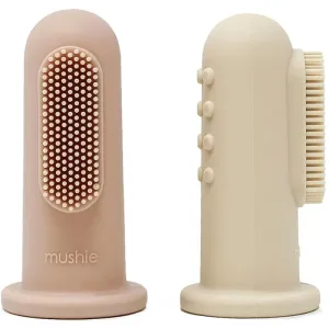 Mushie Finger Toothbrush Kinderzahnbürste zum Aufstecken auf den Finger Shifting Sand/Blush 2 St