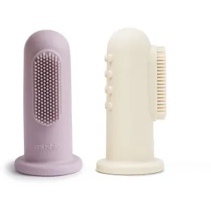 Mushie Finger Toothbrush Kinderzahnbürste zum Aufstecken auf den Finger Soft Lilac/Ivory 2 St