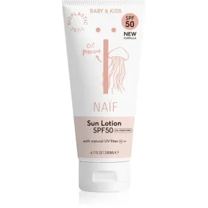 Naif Baby & Kids Sun Lotion SPF 50 Sonnencreme Nicht parfümiert für Kinder ab der Geburt SPF 50 200 ml