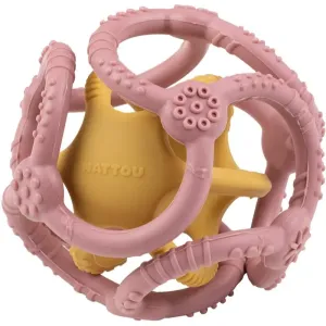 NATTOU Teether Silicone Ball 2 in 1 Beißring Pink / Yellow 4 m+ 2 St