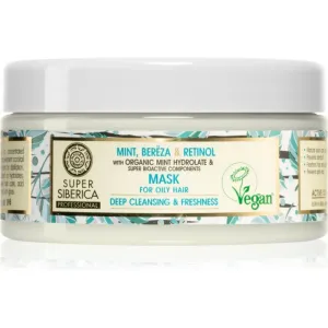 Natura Siberica Mint, Bereza & Retinol Reinigungsmaske für fettiges Haar 300 ml