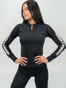 Nebbia Long Sleeve Zipper Top Winner Black S Fitness T-Shirt