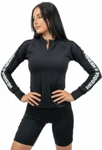 Nebbia Long Sleeve Zipper Top Winner Black XS Fitness T-Shirt