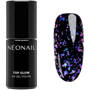 NEONAIL Top Glow Gel-Decklack für die Fingernägel Farbton Violet Aurora Flakes 7,2 ml