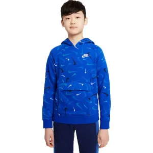Nike NSW PO HD CLUB FLC FT AOP B Jungen Sweatshirt, blau, größe XL