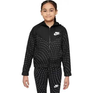Nike NSW WINDRUNNER AOP Mädchenjacke, schwarz, größe XL