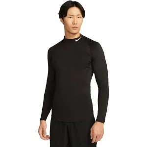 Nike Dri-Fit Fitness Mock-Neck Long-Sleeve Mens Top Black/White L