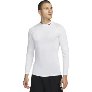 Nike Dri-Fit Fitness Mock-Neck Long-Sleeve Mens Top White/Black S